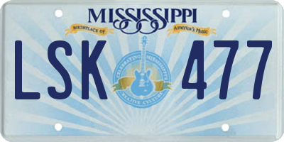 MS license plate LSK477