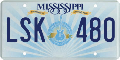 MS license plate LSK480
