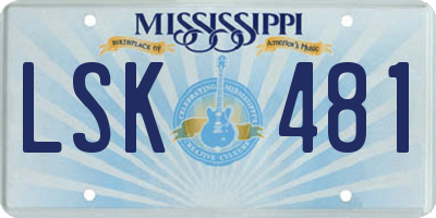 MS license plate LSK481