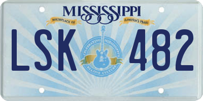 MS license plate LSK482