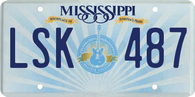 MS license plate LSK487