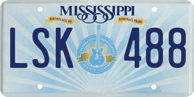 MS license plate LSK488