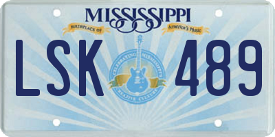 MS license plate LSK489