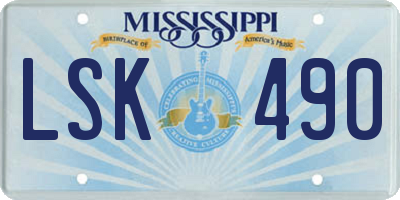 MS license plate LSK490