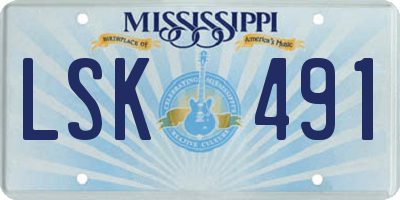 MS license plate LSK491