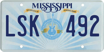 MS license plate LSK492