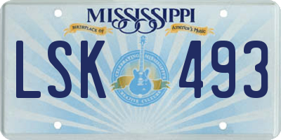 MS license plate LSK493