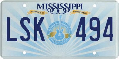 MS license plate LSK494