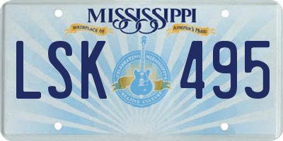 MS license plate LSK495