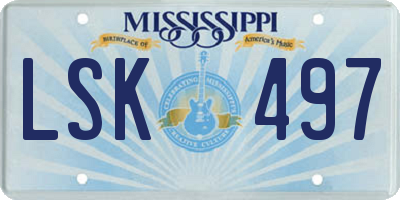 MS license plate LSK497