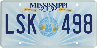 MS license plate LSK498