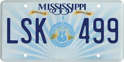 MS license plate LSK499