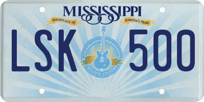 MS license plate LSK500