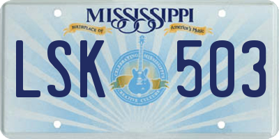 MS license plate LSK503