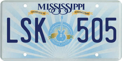 MS license plate LSK505
