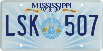 MS license plate LSK507