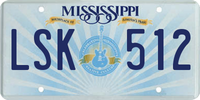 MS license plate LSK512