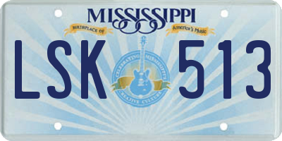 MS license plate LSK513