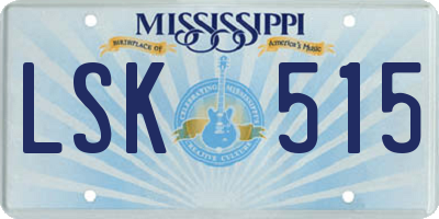 MS license plate LSK515
