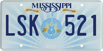 MS license plate LSK521