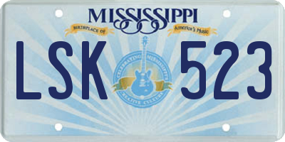 MS license plate LSK523