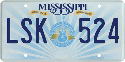 MS license plate LSK524
