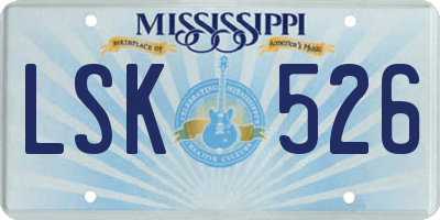 MS license plate LSK526