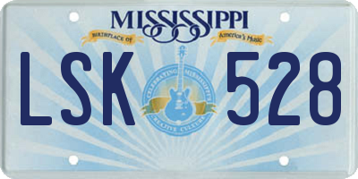 MS license plate LSK528