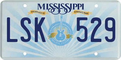 MS license plate LSK529