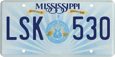 MS license plate LSK530