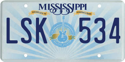 MS license plate LSK534
