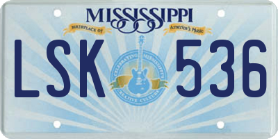 MS license plate LSK536