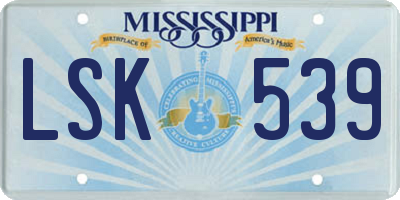 MS license plate LSK539