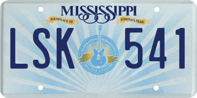 MS license plate LSK541