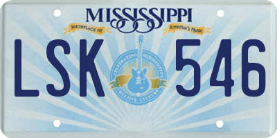 MS license plate LSK546