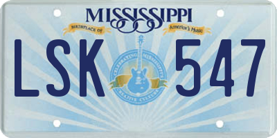 MS license plate LSK547