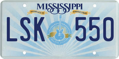 MS license plate LSK550