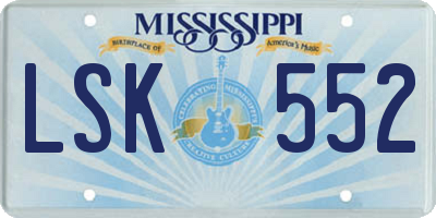 MS license plate LSK552