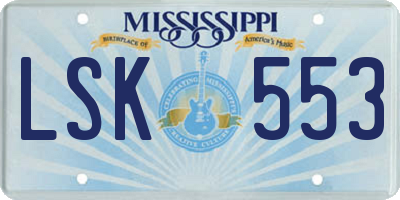 MS license plate LSK553