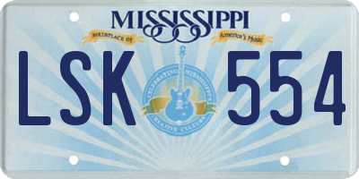 MS license plate LSK554