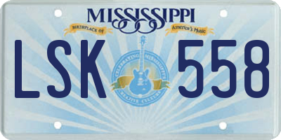 MS license plate LSK558