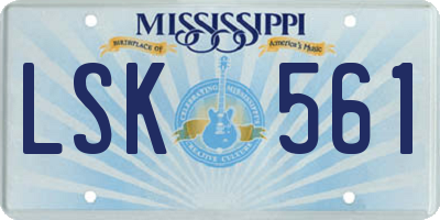 MS license plate LSK561