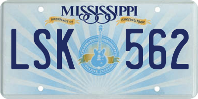 MS license plate LSK562