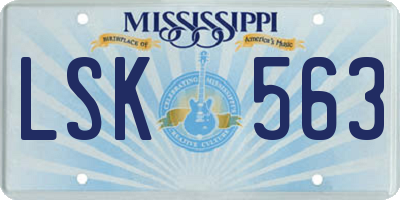 MS license plate LSK563