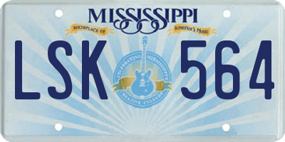 MS license plate LSK564