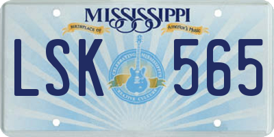 MS license plate LSK565