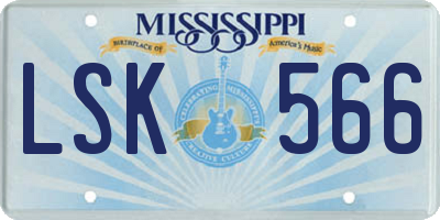 MS license plate LSK566