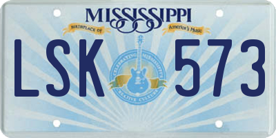 MS license plate LSK573