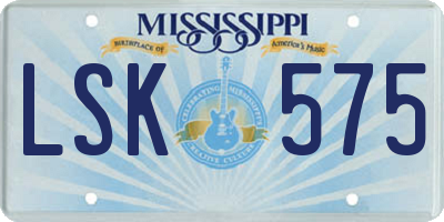 MS license plate LSK575