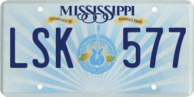 MS license plate LSK577